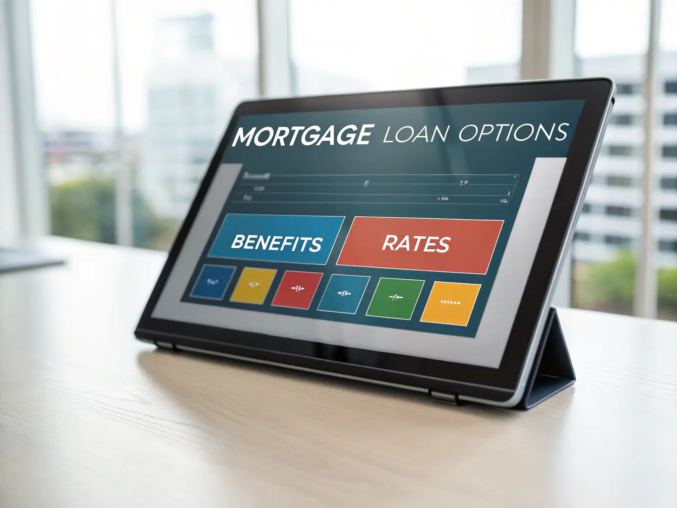 An image showing different types of mortgage documents and loan options, including VA, FHA, USDA, conventional, bank statement, and construction loans. The image is well-organized and informative.
