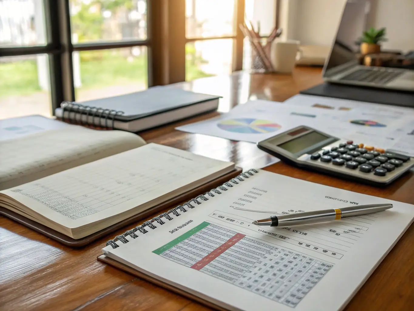 An image showcasing various loan documents and a calculator, representing the tools and resources available for financial planning.